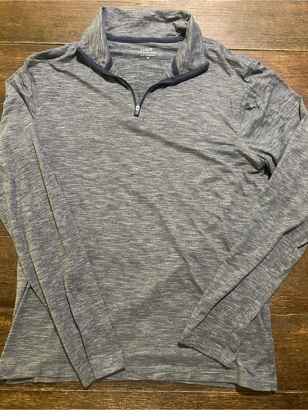 J. Crew Men's Heathered Blue-Gray Quarter Zip Pullover